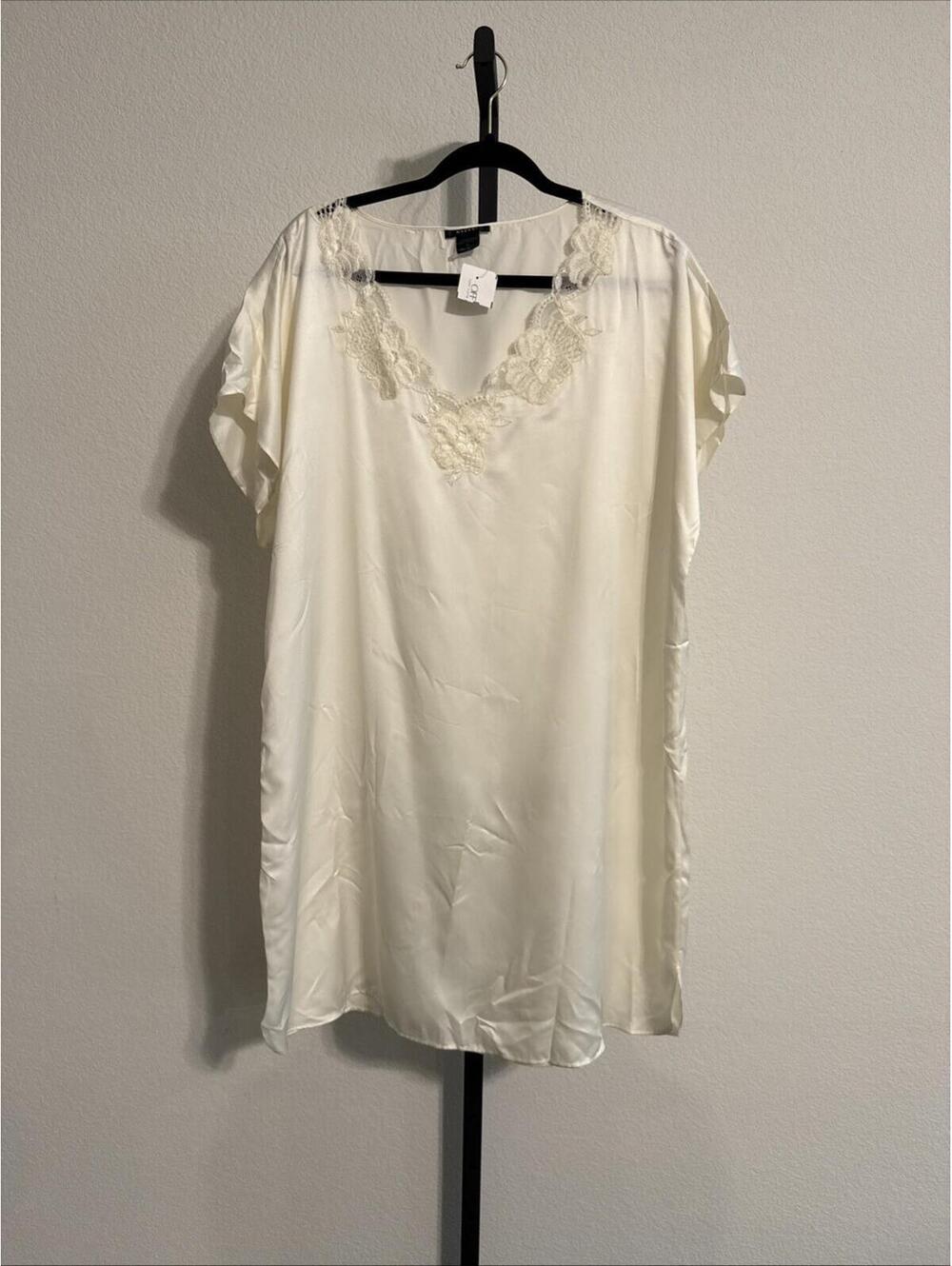 NWT Vtg Natori V-Neck Dolman Tunic Sleep Gown Satin Granny - XL